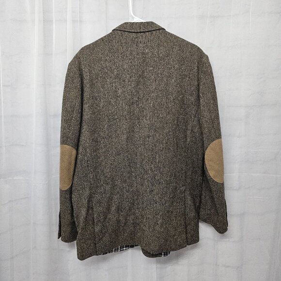 Vintage Jos. A. Bank Green Tweed Blazer Elbow Pads Preppy Classic Office 46L - Picture 5 of 9